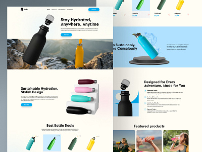 Essential Bottle Landing Page attractiveui bottle bottle landing page bottle web design box clean drink glass health landing landing page minimalistic mockup packaging product ui ui visual design ux water water bottle