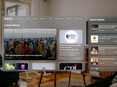 Spatial UI - Prothom Alo News Portal dailyui design designinspiration figma figmadesign graphic design spatialui ui uidesign uiux ux