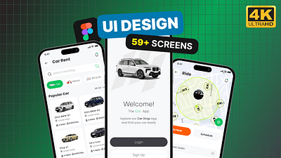 Car Rental App Design - CARNOLY | 59 Screens 3d animation app app design app desing branding car booking app crypto app crypto portfolio design design app graphic design mobile app mobile app design rent car app renting car ui user experience vector