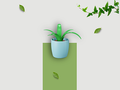 Minimalist Indoor Plant in a Vibrant Setting 3d plant render blender art blue pot green leaves indoor plant minimalist design modern home decor nature inspired vibrant decor