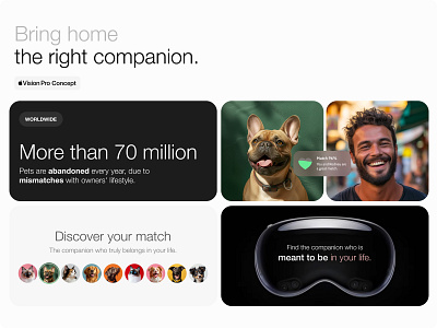 Pet Adoption: Apple Vision Pro apple vision pro bento bento box concept pet ui