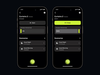 iOS App Concept - Smart Home (Curtain Control), UI Animation app curtain control ios mobile smart device smart home app smart house ui ui animation ux