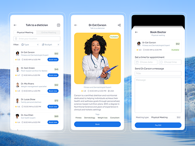 Talk to A Dietician appointment booking dietician doctor food health mobile app reservation ui