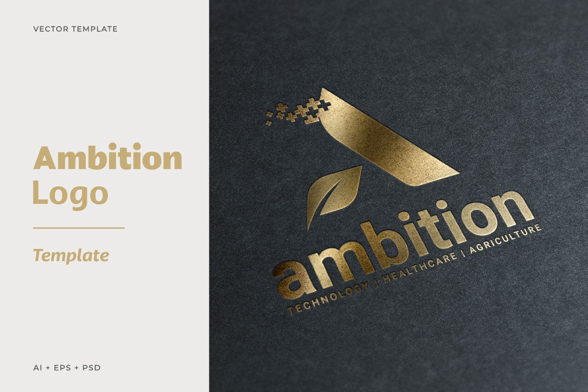 Ambition Logo design graphic design health illustration leaf lette a logo nature technology