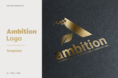 Ambition Logo design graphic design health illustration leaf lette a logo nature technology