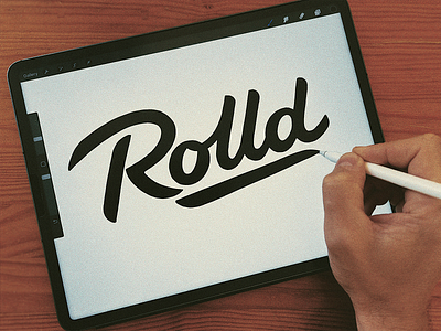 Rolld (online casino) branding brushlettering calligraphy casino clean crypto custom design flow fun games identity lettering logo logodesigner logotype playful script type wordmark