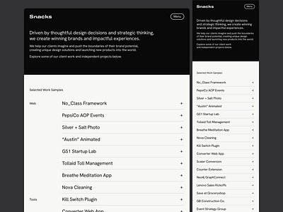 Snacks Studio Website Design agency brand branding css design html live logo portfolio responsive studio web design website work
