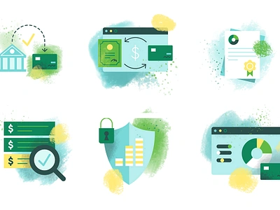 Financial Spot Illustrations - Set 2 app branding credit card design financial flat icon icons illustration money payment tech texture ui vector