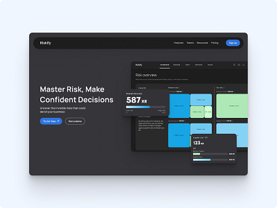 Dashboard Risk Management: Dark mode crm dark mode dashboard landing page risk