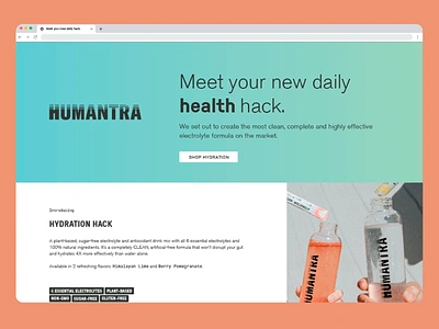 Visual Identity: Hydration Innovation - Humantra clean design design e commerce fitness health health and fitness health focused design hydration hydration products interface lifestyle marketing minimalistic layout modern natural ingredients product responsive design soft color palette sustainable branding wellness