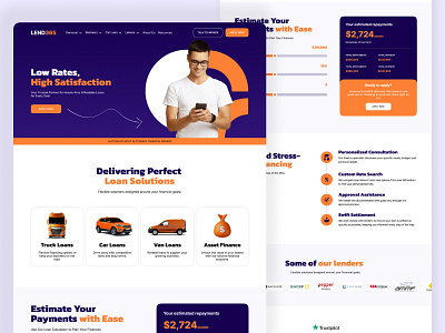 LEND365 Landing Page Design branding graphic design landing page lending website loan website design motion graphics ui ui design website design