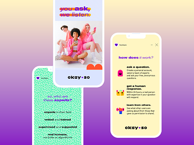Mobile design: Empowering Conversations with "Okay So" app development bold visuals branding clean layout design inspiration expert advice inclusivity innovation interactive minimal design mobile app modern design responsive design seamless navigation social connection typography user experience user interface vibrant colors youth focused