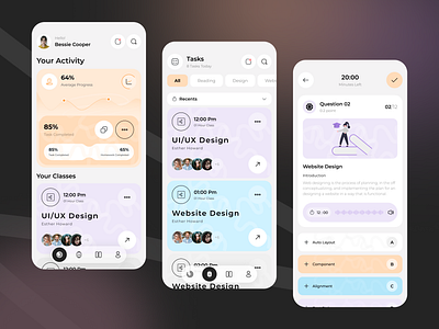 Education app design app design classes dashboard design e learning education app education platform education ui ios mobile mobile app mobile ui modern ui online learning product design ui uiux user experience user interface ux design