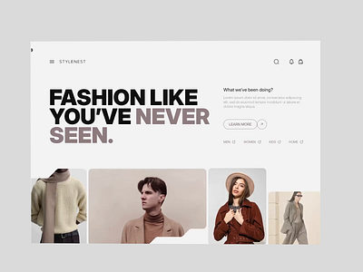 Stylenest | Fashion Brand Landing page animation brand clothing design fashion framer interaction minimal motion ui ux web design