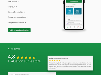 One page Enora app design mobile onepage school ui ux