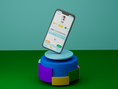 Money app for parents and kids 3d app mobile product design ui