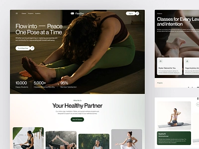 FlexiZen - Yoga Landing Page clean courses exercise fitness gym health landing page mindfulness relax sport startup training ui uiux ux web design website wellness workout yoga