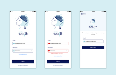 UI Mobile - Login & Password Recovery ui mobile user interface design ux design