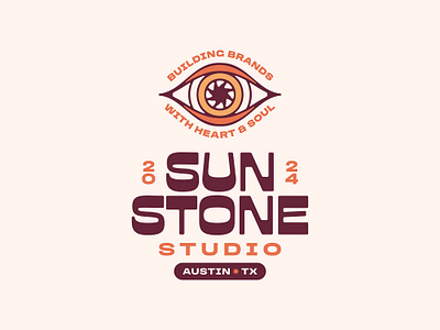 Sun Stone Studio Brand Identity all seeing eye austin brand identity branding celestial eye flowers hand lightning logo mystical peace retro social media marketing star sun texas vintage vintage brand witch