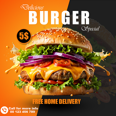 Burger Poster Design burger design graphic design media photoshop post social