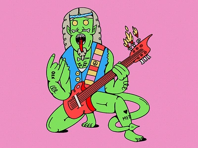 Hippie Metal Monster anger character design guitar hippie metal monster music rock