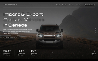 Vehicle Import Export Trading Services Landing Page Website animation car export foreign import imports landing landing page site trade trading truck ui user interface ux vehicle web design website website design