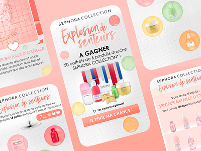 Sephora Explosion de senteurs fragrance game graphic design ui