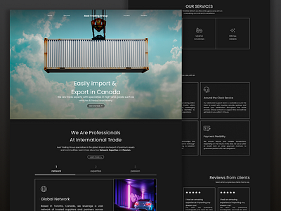 Shipping Container Import Export Trading Website Landing Page branding container design export import landing landing page logo shipment shipping shipping container trade trading ui ux visual identity website