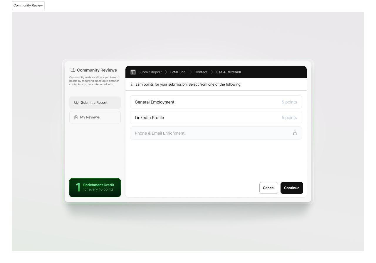 Community Reviews community data design dialog dialogue inaccurate notes product r2works report review submissions ui