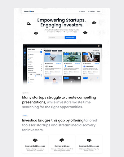 Landing page for a matching web app app landing page hero block landing page ui ui design