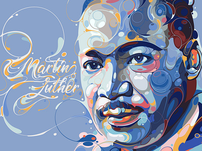 Martin Luther King Jr artstyle colorful curve design digital art digital illustration fanart illustration inspirational pop art portrait portraitillustration unique