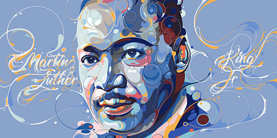 Martin Luther King Jr artstyle colorful curve design digital art digital illustration fanart illustration inspirational pop art portrait portraitillustration unique