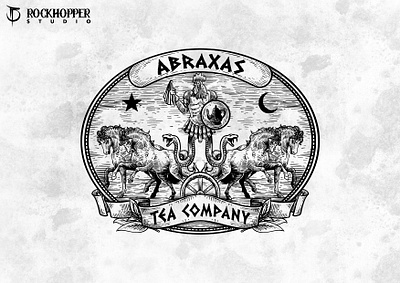 ABRAXAS vintage emblem logo for tea company artwork branding dark darkart design gothic graphic design ill illustration logo ui