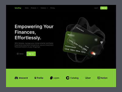 Velopay- Landing Page - Hero Section animation fintech herosection landingpage motion graphics ui uidesign website websiteui