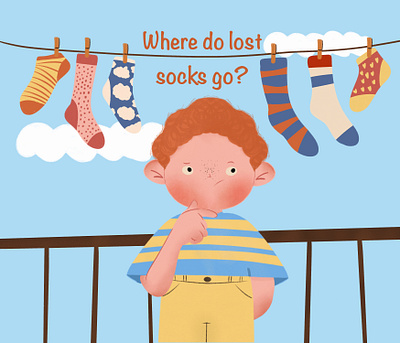 Children story illustration where do lost socks go ? ai book character design digital art graphic design illustration procreate