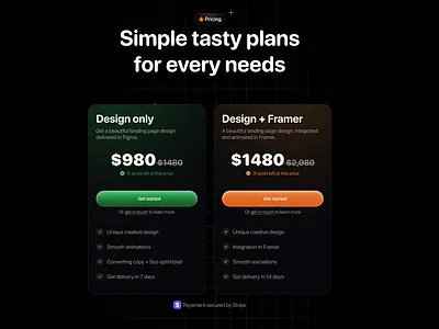 Pricing section for a design agency agency design figma landing page pricing pricing table saas ui ux web