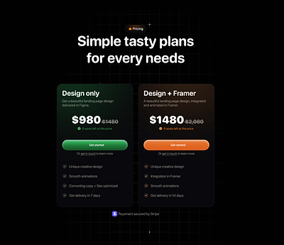 Pricing section for a design agency agency design figma landing page pricing pricing table saas ui ux web