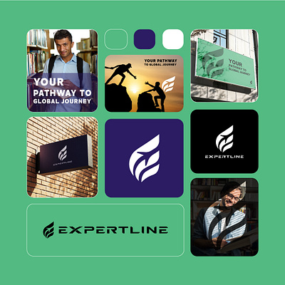 Expertline logo design abstract agency education expertline logo minimalistic modern travel visa