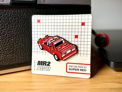 Toyota MR2 AW11 - Enamel Pin 80s aw11 camera cars design diy enamel japan jdm motor mr2 paint pin red toyota vintage