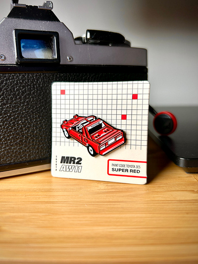 Toyota MR2 AW11 - Enamel Pin 80s aw11 camera cars design diy enamel japan jdm motor mr2 paint pin red toyota vintage