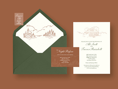 Pacific Northwest Wedding Invites branding event graphic design hood river identity illustration invitations oregon pacific northwest paper pnw print wedding