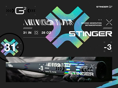 Stinger G2 Baseball Bat baseball bat branding design ecommerce grid grid layout holographic metamorphosis mockup product sports stinger