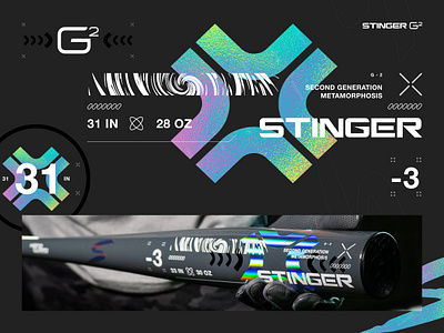 Stinger G2 Baseball Bat baseball bat branding design ecommerce grid grid layout holographic metamorphosis mockup product sports stinger