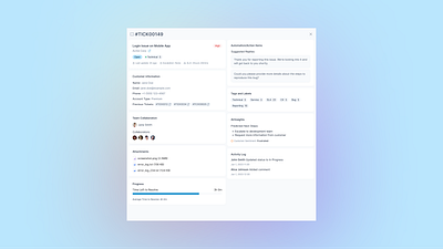 Ticket management Drawer component app branding crm csm customer customer service design figma graphic design illustration light logo minimal saas sketchapp team tickets ui ux