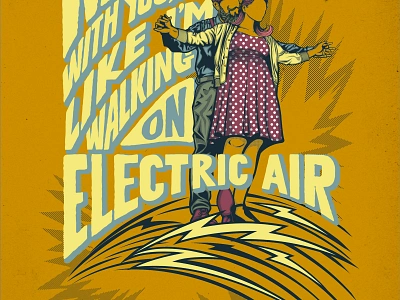 Magic City Hippies - "Walking on Electric Air" Lyric Poster band branding comic comicbook design digital illustration gig poster graphic design illustration illustrator lyric music retro thunder typography vector