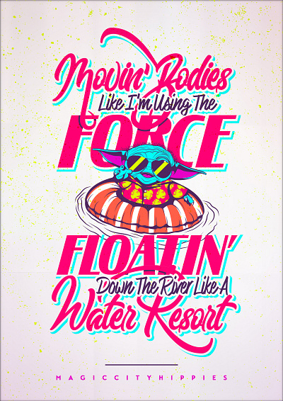 Magic City Hippies - "Movin' Bodies" Lyric Poster 80s baby yoda band band poster branding design digital illustration gig poster graphic design grogu illustration illustrator lyric miami vice poster retro vector yoda