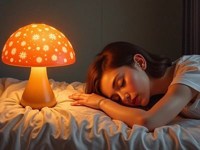 Dreamscape with The Enchanted Mushroom Lamp ai graphic design mushroom lamps poster ui wall art wallpaper