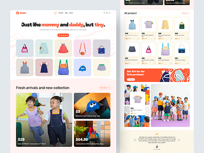 MiniMe: Kids Apparel - Landing Page apparel landing page children e commerce ecommerce landing emura emura studio fun website kid online store kid shop kids kids apparel kids e commerce kids ecommerce kids landing page kids shop kids store landing page mini me minime playful