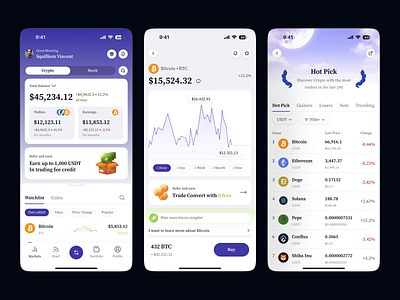 Kleepto - Crypto & Stock Mobile App balance bitcoin btc buy chart coin crypto earning finance fintech market mobile portfolio sell stock swap trade transaction transfer wallet