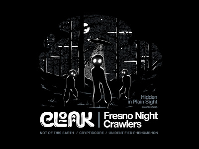 Cloak - Fresno Night Crawlers aliens apparel design apparel graphic cloak brand cryptid fresno california graphic design illustration night crawlers photoshop truegrittexturesupply ufo wacom